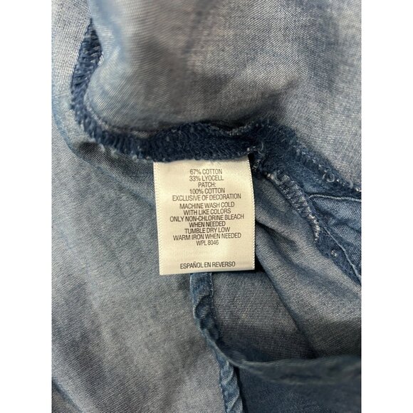 Style & Co Womens Embroidered Denim Long Sleeve Button Up Shirt Sz L - Picture 7 of 9